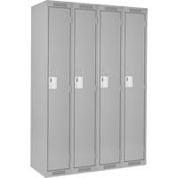 Clean Line Lockers, Bank of 4, 60" x 15" x 72", Steel, Grey, Rivet (Assembled) NTL Industrial