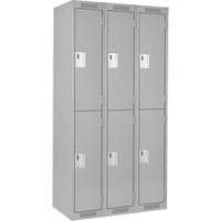 Casiers Clean Line, 2 niveaux, Bloc de 3, 36" x 18" x 72", Acier, Gris, Rivet (assembl&eacute;) NTL Industrial