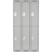 Casiers Clean Line, 2 niveaux, Bloc de 3, 36" x 18" x 72", Acier, Gris, Rivet (assembl&eacute;) NTL Industrial
