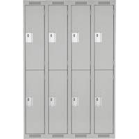 Casiers Clean Line, 2 niveaux, Bloc de 4, 48" x 18" x 72", Acier, Gris, Rivet (assembl&eacute;) NTL Industrial