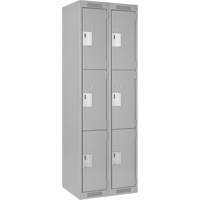 Clean Line Lockers, 3 -tier, Bank of 2, 24" x 18" x 72", Steel, Grey, Rivet (Assembled) NTL Industrial