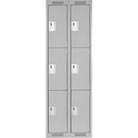 Clean Line Lockers, 3 -tier, Bank of 2, 24" x 18" x 72", Steel, Grey, Rivet (Assembled) NTL Industrial