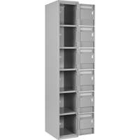 Clean Line Lockerettes, 6 -tier, Bank of 3, 36" x 18" x 72", Steel, Grey, Rivet (Assembled) NTL Industrial