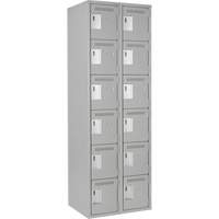 Clean Line Lockerettes, 6 -tier, Bank of 2, 24" x 18" x 72", Steel, Grey, Rivet (Assembled) NTL Industrial