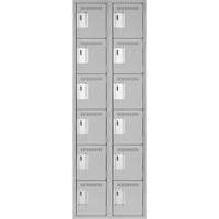 Clean Line Lockerettes, 6 -tier, Bank of 2, 24" x 18" x 72", Steel, Grey, Rivet (Assembled) NTL Industrial