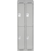 Clean Line Lockers, 2 -tier, Bank of 2, 24" x 18" x 78", Steel, Grey, Rivet (Assembled) NTL Industrial