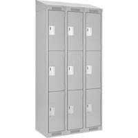 Clean Line Lockers, 3 -tier, Bank of 3, 36" x 18" x 78", Steel, Grey, Rivet (Assembled) NTL Industrial
