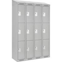 Clean Line Lockers, 3 -tier, Bank of 4, 48" x 18" x 78", Steel, Grey, Rivet (Assembled) NTL Industrial