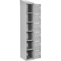 Clean Line Lockerette , 6 -tier, Bank of 4, 48" x 18" x 78", Steel, Grey, Rivet (Assembled) NTL Industrial