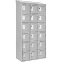 Clean Line Lockerette , 6 -tier, Bank of 3, 36" x 18" x 78", Steel, Grey, Rivet (Assembled) NTL Industrial