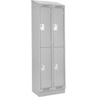 Clean Line Lockers, 2 -tier, Bank of 2, 24" x 18" x 82", Steel, Grey, Rivet (Assembled) NTL Industrial