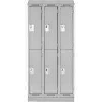 Clean Line Lockers, 2 -tier, Bank of 3, 36" x 18" x 82", Steel, Grey, Rivet (Assembled) NTL Industrial