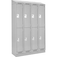 Clean Line Lockers, 2 -tier, Bank of 4, 48" x 18" x 82", Steel, Grey, Rivet (Assembled) NTL Industrial