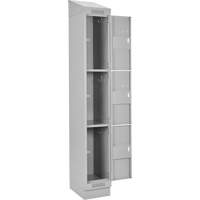 Clean Line Lockers, 3 -tier, Bank of 4, 48" x 18" x 82", Steel, Grey, Rivet (Assembled) NTL Industrial