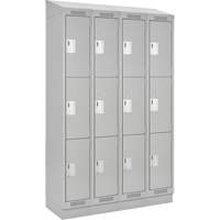 Clean Line Lockers, 3 -tier, Bank of 4, 48" x 18" x 82", Steel, Grey, Rivet (Assembled) NTL Industrial