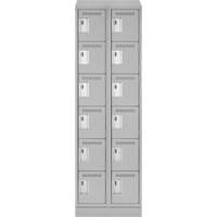 Clean Line Lockerette, 6 -tier, Bank of 2, 24" x 18" x 82", Steel, Grey, Rivet (Assembled) NTL Industrial