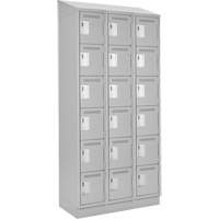 Clean Line Lockerette, 6 -tier, Bank of 3, 36" x 18" x 82", Steel, Grey, Rivet (Assembled) NTL Industrial