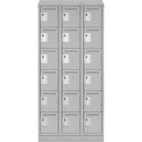 Clean Line Lockerette, 6 -tier, Bank of 3, 36" x 18" x 82", Steel, Grey, Rivet (Assembled) NTL Industrial
