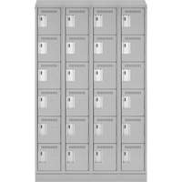 Clean Line Lockerette, 6 -tier, Bank of 4, 48" x 18" x 82", Steel, Grey, Rivet (Assembled) NTL Industrial