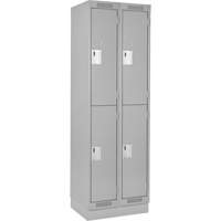 Clean Line Lockers, 2 -tier, Bank of 2, 24" x 18" x 76", Steel, Grey, Rivet (Assembled) NTL Industrial