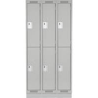 Clean Line Lockers, 2 -tier, Bank of 3, 36" x 18" x 76", Steel, Grey, Rivet (Assembled) NTL Industrial