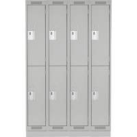 Clean Line Lockers, 2 -tier, Bank of 4, 48" x 18" x 76", Steel, Grey, Rivet (Assembled) NTL Industrial