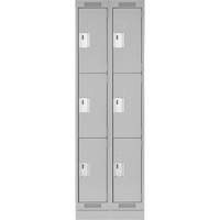 Clean Line Lockers, 3 -tier, Bank of 2, 24" x 18" x 76", Steel, Grey, Rivet (Assembled) NTL Industrial