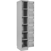 Clean Line Lockerette, 6 -tier, Bank of 4, 48" x 18" x 76", Steel, Grey, Rivet (Assembled) NTL Industrial