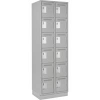 Clean Line Lockerette, 6 -tier, Bank of 2, 24" x 18" x 76", Steel, Grey, Rivet (Assembled) NTL Industrial