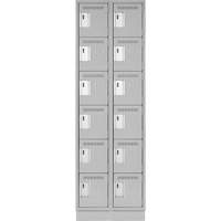 Clean Line Lockerette, 6 -tier, Bank of 2, 24" x 18" x 76", Steel, Grey, Rivet (Assembled) NTL Industrial
