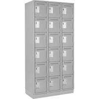Clean Line Lockerette, 6 -tier, Bank of 3, 36" x 18" x 76", Steel, Grey, Rivet (Assembled) NTL Industrial