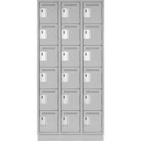 Clean Line Lockerette, 6 -tier, Bank of 3, 36" x 18" x 76", Steel, Grey, Rivet (Assembled) NTL Industrial