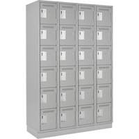 Clean Line Lockerette, 6 -tier, Bank of 4, 48" x 18" x 76", Steel, Grey, Rivet (Assembled) NTL Industrial