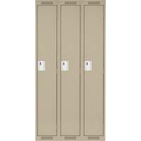 Clean Line Lockers, Bank of 3, 45" x 15" x 72", Steel, Beige, Rivet (Assembled) NTL Industrial