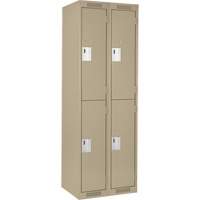 Clean Line Lockers, 2 -tier, Bank of 2, 24" x 18" x 72", Steel, Beige, Rivet (Assembled) NTL Industrial