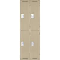 Clean Line Lockers, 2 -tier, Bank of 2, 24" x 18" x 72", Steel, Beige, Rivet (Assembled) NTL Industrial