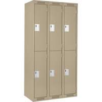 Clean Line Lockers, 2 -tier, Bank of 3, 36" x 18" x 72", Steel, Beige, Rivet (Assembled) NTL Industrial