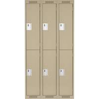 Clean Line Lockers, 2 -tier, Bank of 3, 36" x 18" x 72", Steel, Beige, Rivet (Assembled) NTL Industrial