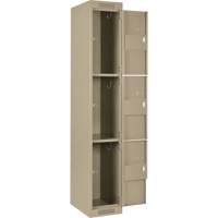 Clean Line Lockers, 3 -tier, Bank of 4, 48" x 18" x 72", Steel, Beige, Rivet (Assembled) NTL Industrial