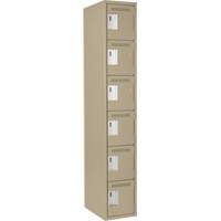 Clean Line Lockerette, 6 -tier, 12" x 18" x 72", Steel, Beige, Rivet (Assembled) NTL Industrial