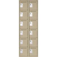 Clean Line Lockerette, 6 -tier, Bank of 2, 24" x 18" x 72", Steel, Beige, Rivet (Assembled) NTL Industrial
