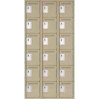 Clean Line Lockerette, 6 -tier, Bank of 3, 36" x 18" x 72", Steel, Beige, Rivet (Assembled) NTL Industrial