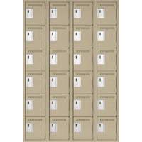 Clean Line Lockerette, 6 -tier, Bank of 4, 48" x 18" x 72", Steel, Beige, Rivet (Assembled) NTL Industrial