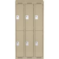 Clean Line Lockers, 2 -tier, Bank of 3, 36" x 18" x 78", Steel, Beige, Rivet (Assembled) NTL Industrial