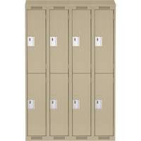 Clean Line Lockers, 2 -tier, Bank of 4, 48" x 18" x 78", Steel, Beige, Rivet (Assembled) NTL Industrial