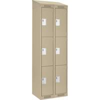 Clean Line Lockers, 3 -tier, Bank of 2, 24" x 18" x 78", Steel, Beige, Rivet (Assembled) NTL Industrial