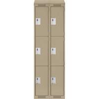 Clean Line Lockers, 3 -tier, Bank of 2, 24" x 18" x 78", Steel, Beige, Rivet (Assembled) NTL Industrial