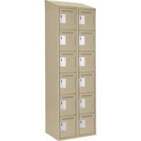 Clean Line Lockerette, 6 -tier, Bank of 2, 24" x 18" x 78", Steel, Beige, Rivet (Assembled) NTL Industrial