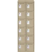 Clean Line Lockerette, 6 -tier, Bank of 2, 24" x 18" x 78", Steel, Beige, Rivet (Assembled) NTL Industrial