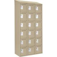 Clean Line Lockerette, 6 -tier, Bank of 3, 36" x 18" x 78", Steel, Beige, Rivet (Assembled) NTL Industrial